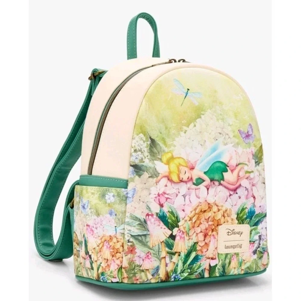 NEW Loungefly Disney Peter Pan Tinker Bell Florals Spring Mini Backpack & Wallet